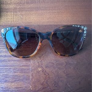 VERSACE SUNGLASSES BROWN TORTOISE W/GOLD STUDS